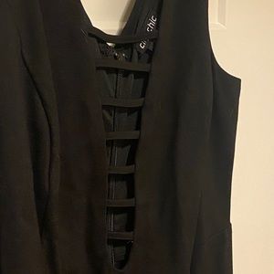 City Chic Trendy Black Dress with Ladder Cutouts